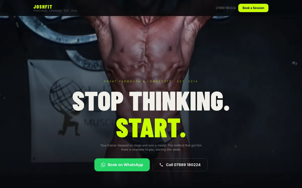 The live joshfitpt.co.uk site on a laptop and a phone